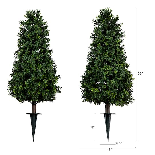 3ft. UV Resistant Boxwood Plant Set with Integrated Ground Stake